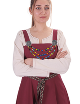 FIORE Cotton Burgundy Apron Dress: Authentic Medieval Viking Cotton Pinafore